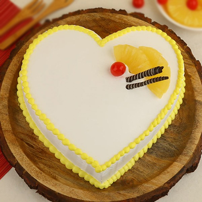 "Heart shape pineapple cake - 1kg - Click here to View more details about this Product